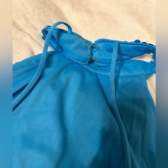 Blue Sequins Halter Dress - Picture 5 of 6